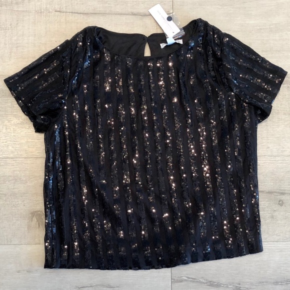 NWT - NY&Company Blouse W/ Sheer Sleeves & Sequins - Picture 5 of 7